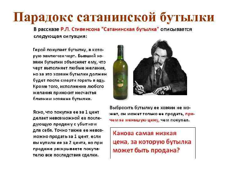 Парадокс сатанинской бутылки Парадокс сатанинской бутылки