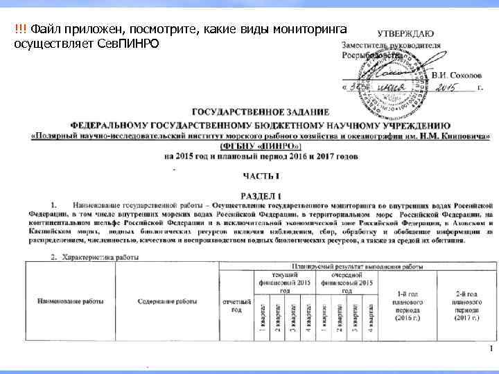 !!! Файл приложен, посмотрите, какие виды мониторинга осуществляет Сев. ПИНРО 