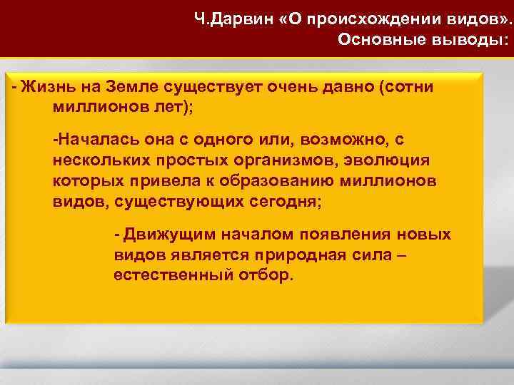     Ч. Дарвин «О происхождении видов» .    