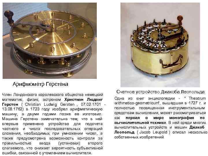  Арифмометр Герстена     Счетное устройство Джакоба Леопольда Член Лондонского королевского