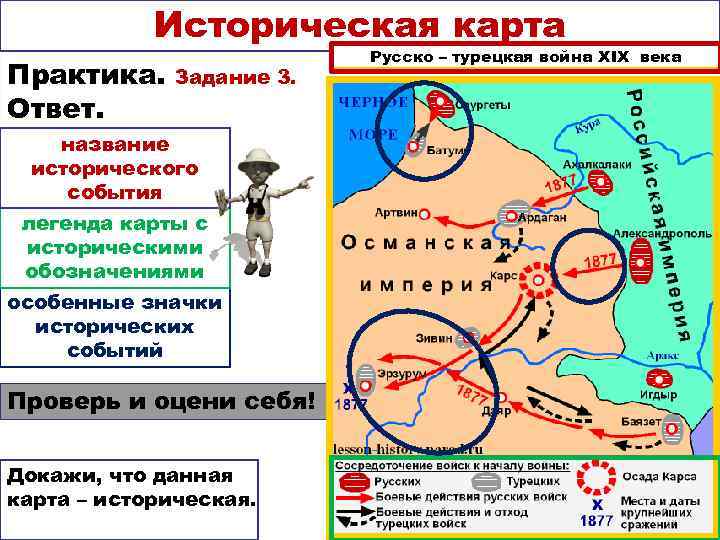   Историческая карта      Русско – турецкая война XIX