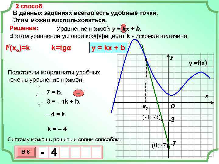   2 способ  В данных заданиях всегда есть удобные точки.  Этим