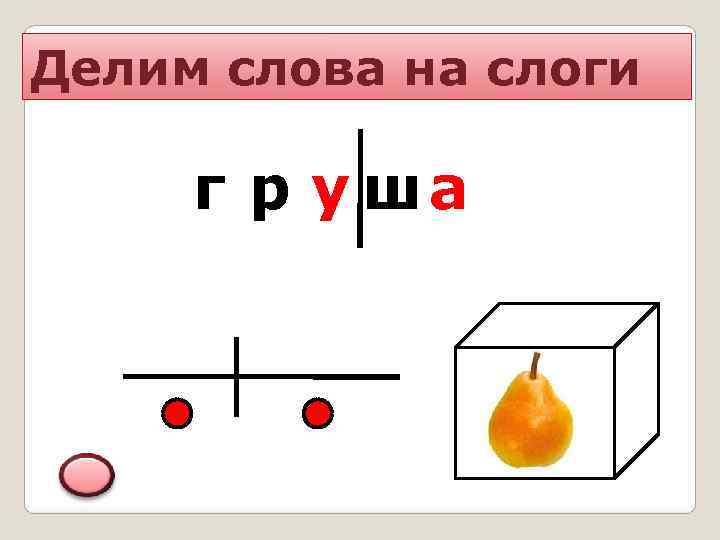 Делим слова на слоги  г р у ша 