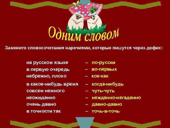 Наречие плюс наречие словосочетание. Словосочетания с наречиями через дефис. Словосочетания с наречиями которые пишутся через дефис. Замените словосочетания наречиями которые пишутся через дефис. Словосочетание в наречиями пишется через дефис.