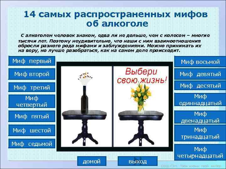   14 самых распространенных мифов       об алкоголе