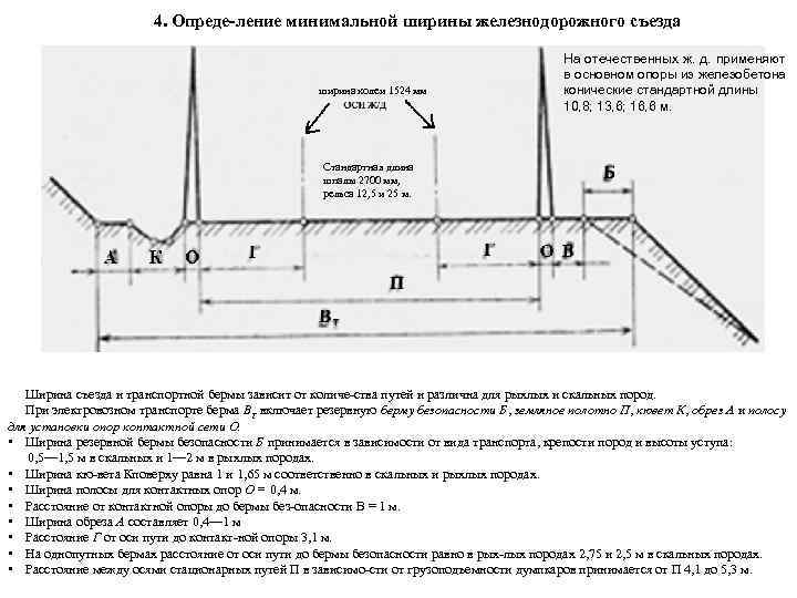    4. Опреде ление минимальной ширины железнодорожного съезда   