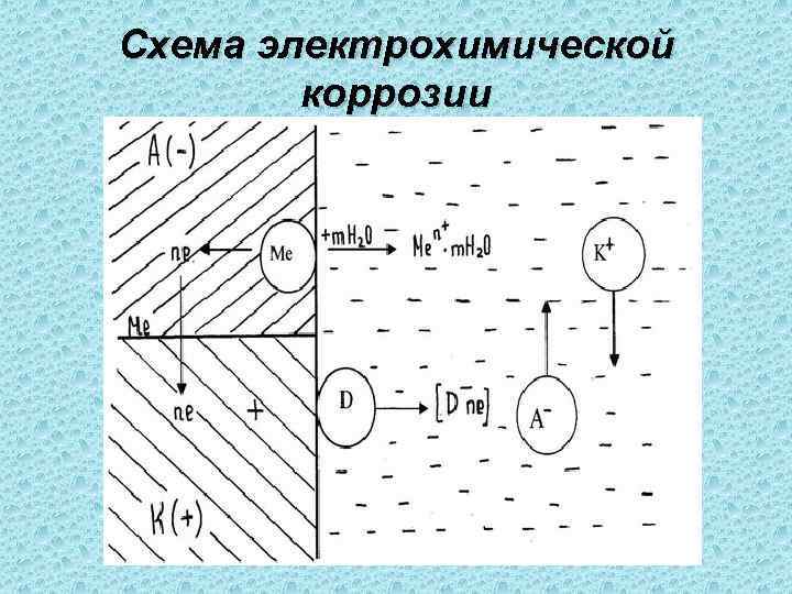 Схема электрохимической   коррозии 
