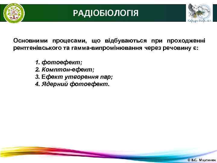    РАДІОБІОЛОГІЯ Основними процесами, що відбуваються при проходженні рентгенівського та гамма-випромінювання через