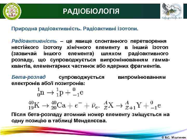     РАДІОБІОЛОГІЯ Природна радіоактивність. Радіоактивні ізотопи.  Радіоактивність – це явище