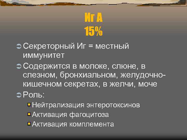     Иг А   15% Ü Секреторный Иг = местный
