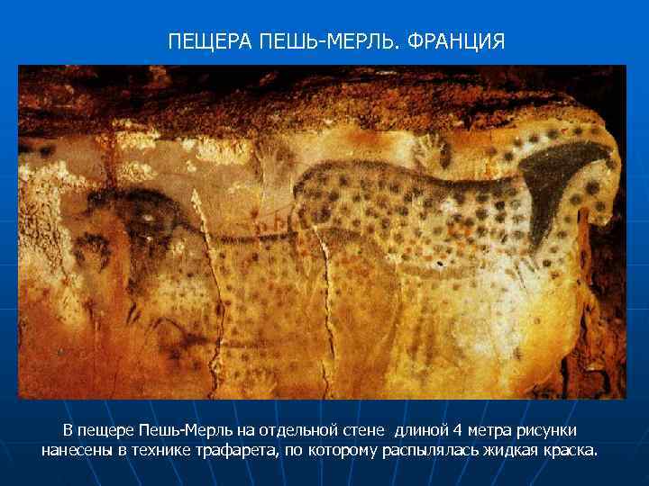     ПЕЩЕРА ПЕШЬ-МЕРЛЬ. ФРАНЦИЯ  В пещере Пешь-Мерль на отдельной стене