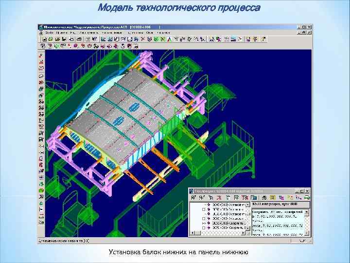 Модель технологического процесса  Установка балок нижних на панель нижнюю 