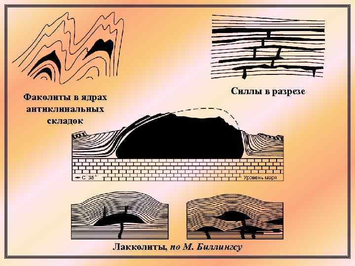 Какой цифрой на схеме формы глубинных тел образованных магматическими породами обозначен лакколит