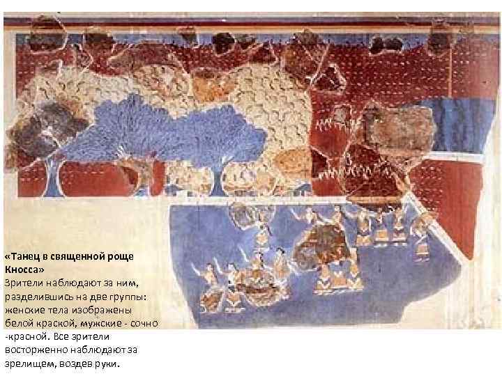  «Танец в священной роще Кносса» Зрители наблюдают за ним,  разделившись на две