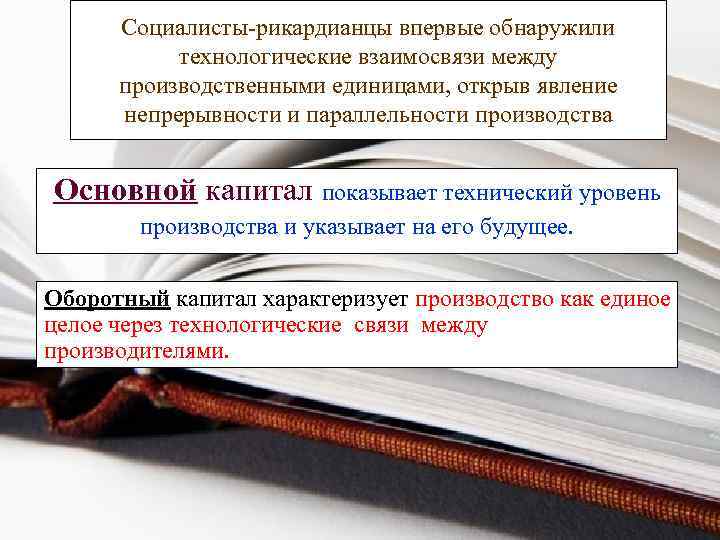  Социалисты-рикардианцы впервые обнаружили   технологические взаимосвязи между  производственными единицами, открыв явление
