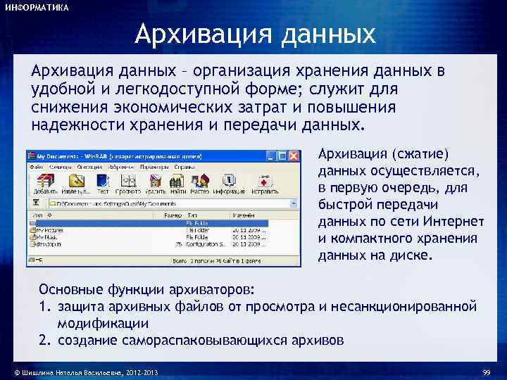 Архивация данных использование программ архивации
