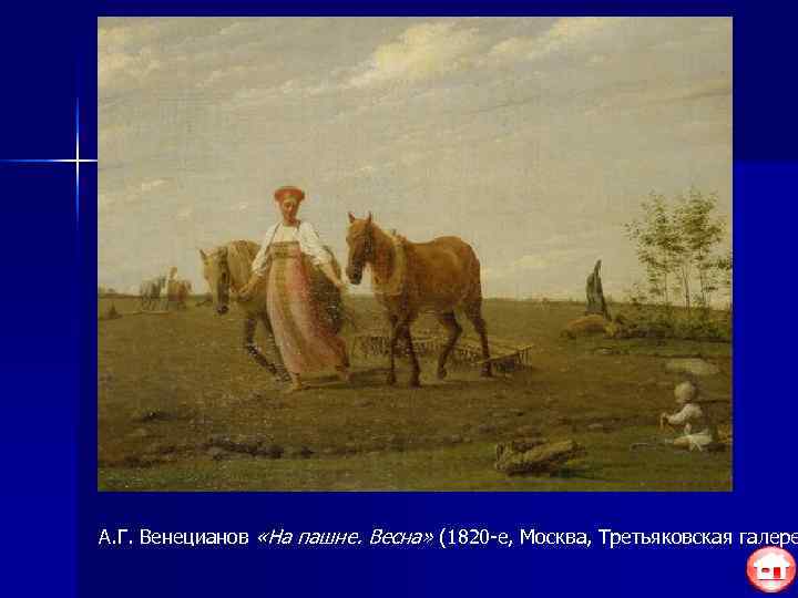 А. Г. Венецианов «На пашне. Весна» (1820 -е, Москва, Третьяковская галере 