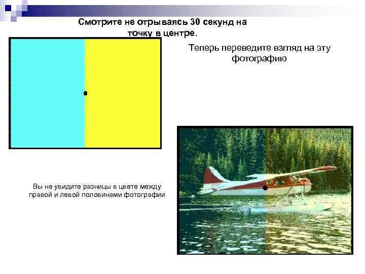  Смотрите не отрываясь 30 секунд на    точку в центре.