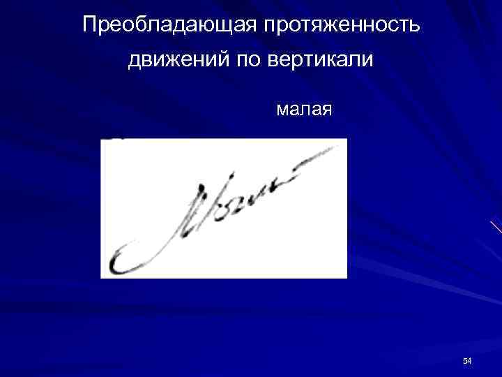 Преобладающая протяженность движений по вертикали малая Преобладающая протяженность движений по вертикали малая