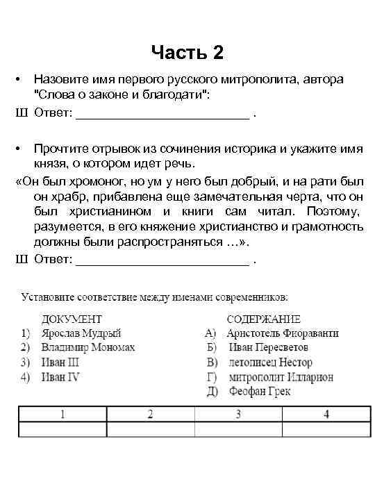      Часть 2 • Назовите имя первого русского митрополита, автора