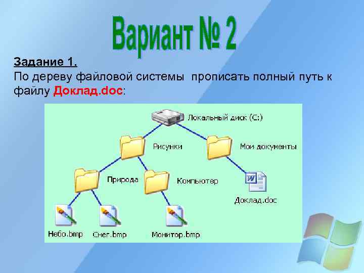 Постройте дерево каталогов c рисунки природа небо bmp