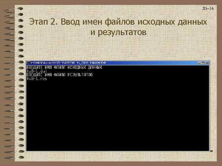        Л 3– 14  Этап 2. Ввод