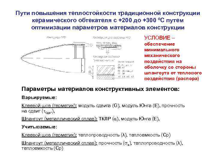 Пути повышения теплостойкости традиционной конструкции керамического обтекателя с +200 до +300 ºС путем оптимизации