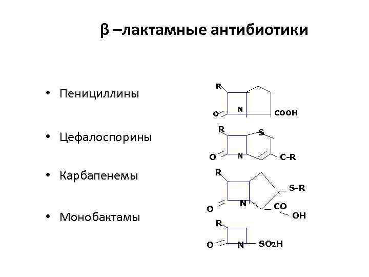    β –лактамные антибиотики  • Пенициллины     