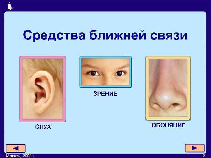   Средства ближней связи     ЗРЕНИЕ    СЛУХ