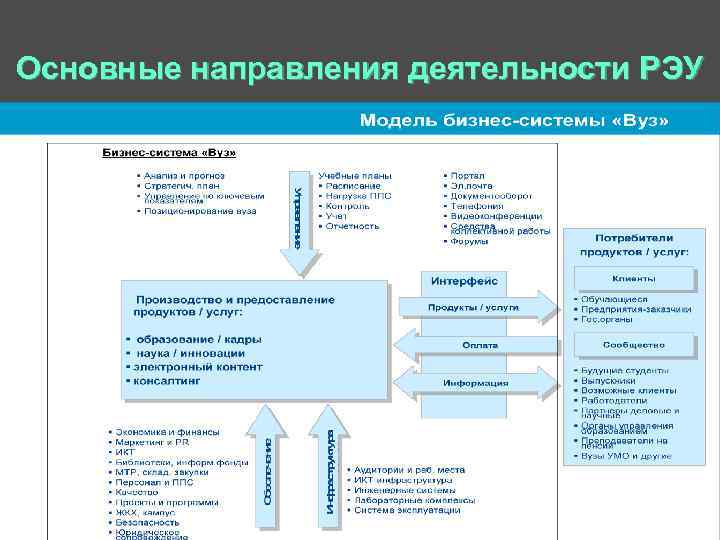 Основные направления деятельности РЭУ 