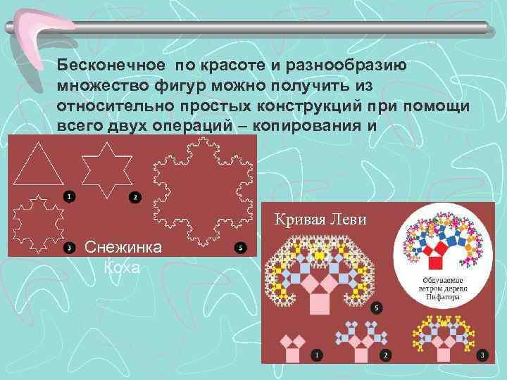 Бесконечное по красоте и разнообразию множество фигур можно получить из относительно простых конструкций при