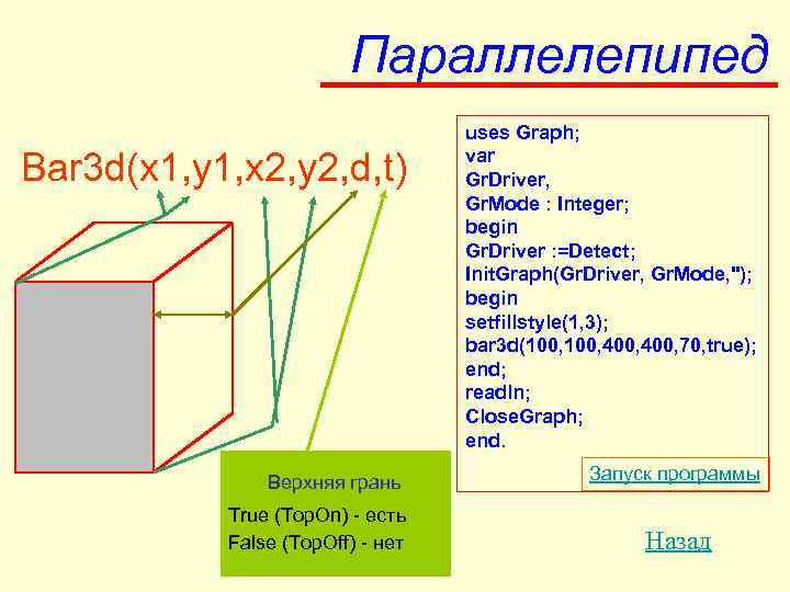     Параллелепипед      uses Graph;  Bar