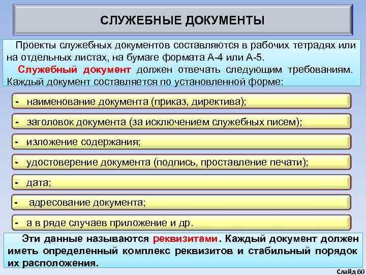    СЛУЖЕБНЫЕ ДОКУМЕНТЫ  Проекты служебных документов составляются в рабочих тетрадях или
