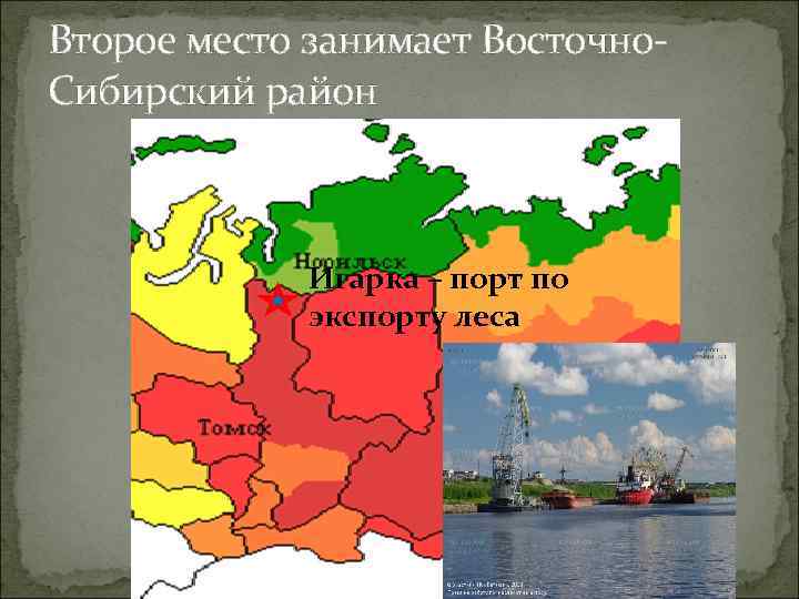 Второе место занимает Восточно- Сибирский район    Игарка – порт по 