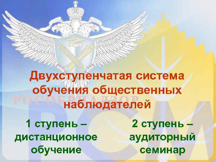  Двухступенчатая система  обучения общественных  наблюдателей  1 ступень –  2