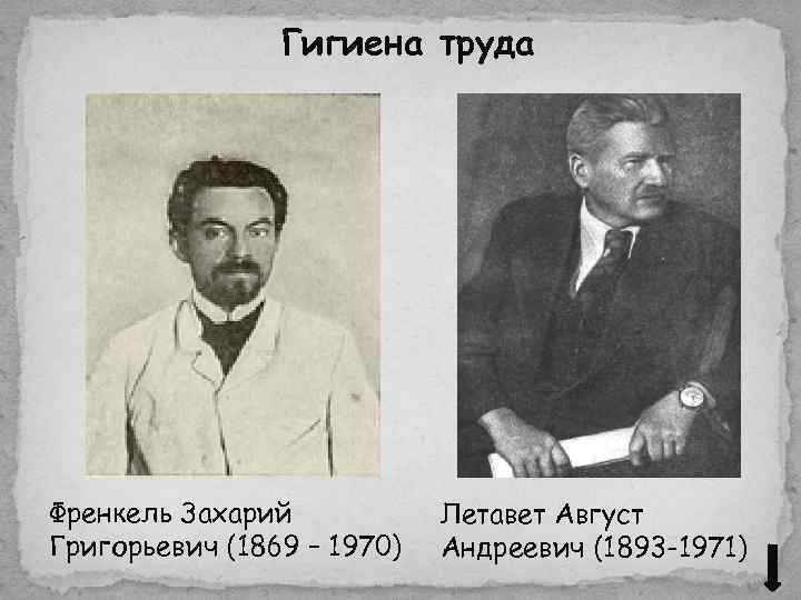     Гигиена труда Френкель Захарий  Летавет Август Григорьевич (1869 –