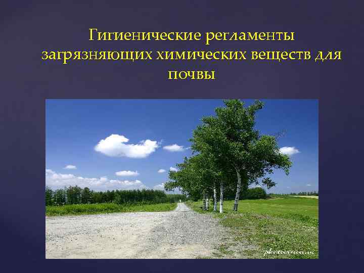  Гигиенические регламенты загрязняющих химических веществ для    почвы 
