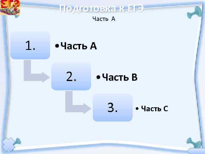  Подготовка к ЕГЭ   Часть А  1. • Часть А 