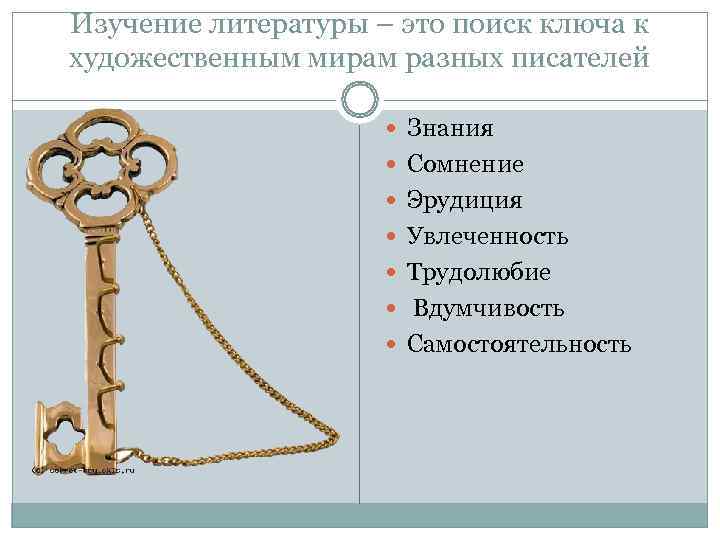 Изучение литературы – это поиск ключа к художественным мирам разных писателей Изучение литературы – это поиск ключа к художественным мирам разных писателей
