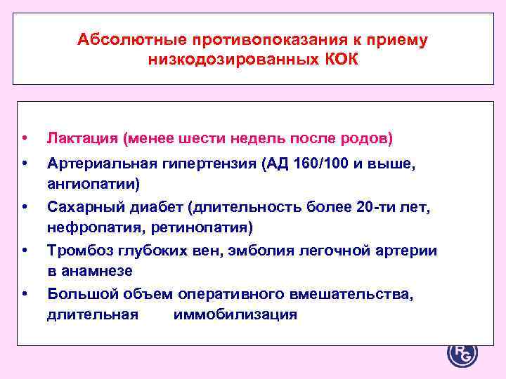 Абсолютные противопоказания к приему низкодозированных КОК • Лактация (менее Абсолютные противопоказания к приему низкодозированных КОК • Лактация (менее