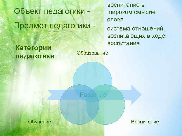 воспитание в Объект педагогики - широком смысле воспитание в Объект педагогики - широком смысле