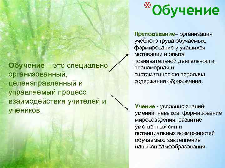 *Обучение Преподавание– организация *Обучение Преподавание– организация