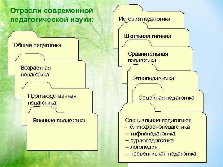 Отрасли современной педагогической науки: История педагогики Школьная гигиена Отрасли современной педагогической науки: История педагогики Школьная гигиена