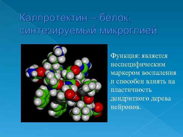 Калпротектин – белок, синтезируемый микроглией   Функция: является   неспецифическим  