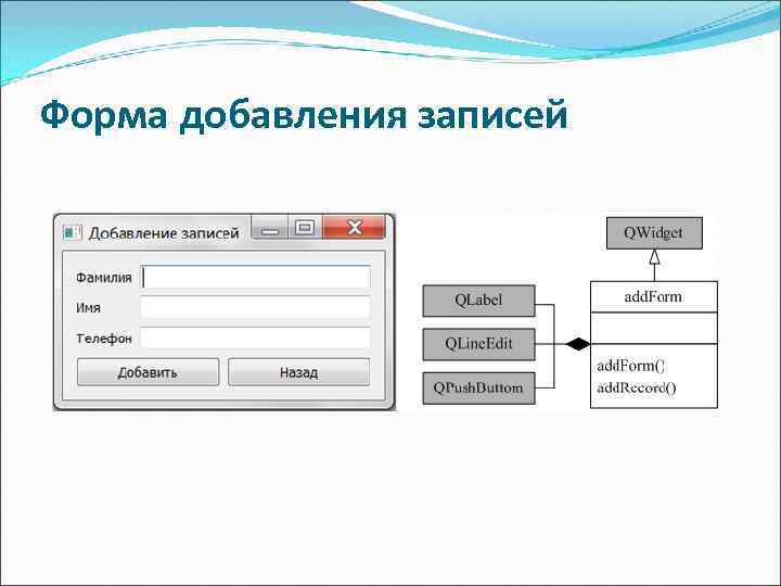 Форма добавления записей 