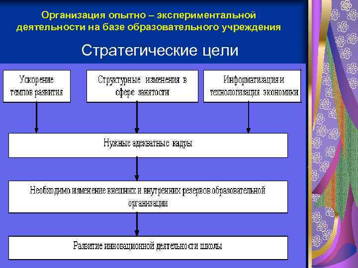   Организация опытно – экспериментальной деятельности на базе образовательного учреждения   Стратегические