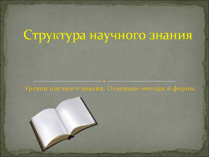 Структура научного знания  Уровни научного знания. Основные методы и формы 