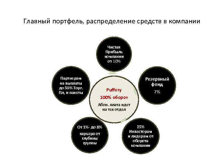 Главный портфель, распределение средств в компании       Чистая 