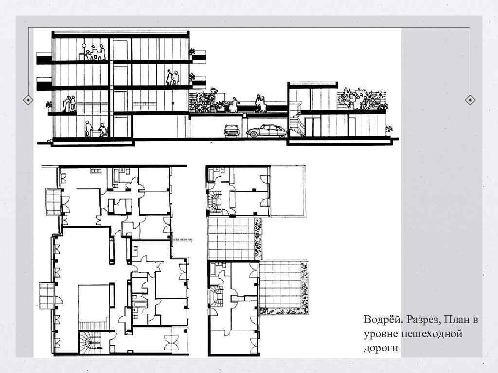 Водрёй. Разрез, План в уровне пешеходной дороги Водрёй. Разрез, План в уровне пешеходной дороги