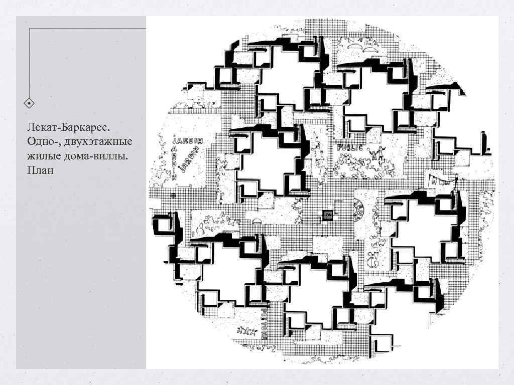 Лекат-Баркарес. Одно-, двухэтажные жилые дома-виллы. План Лекат-Баркарес. Одно-, двухэтажные жилые дома-виллы. План